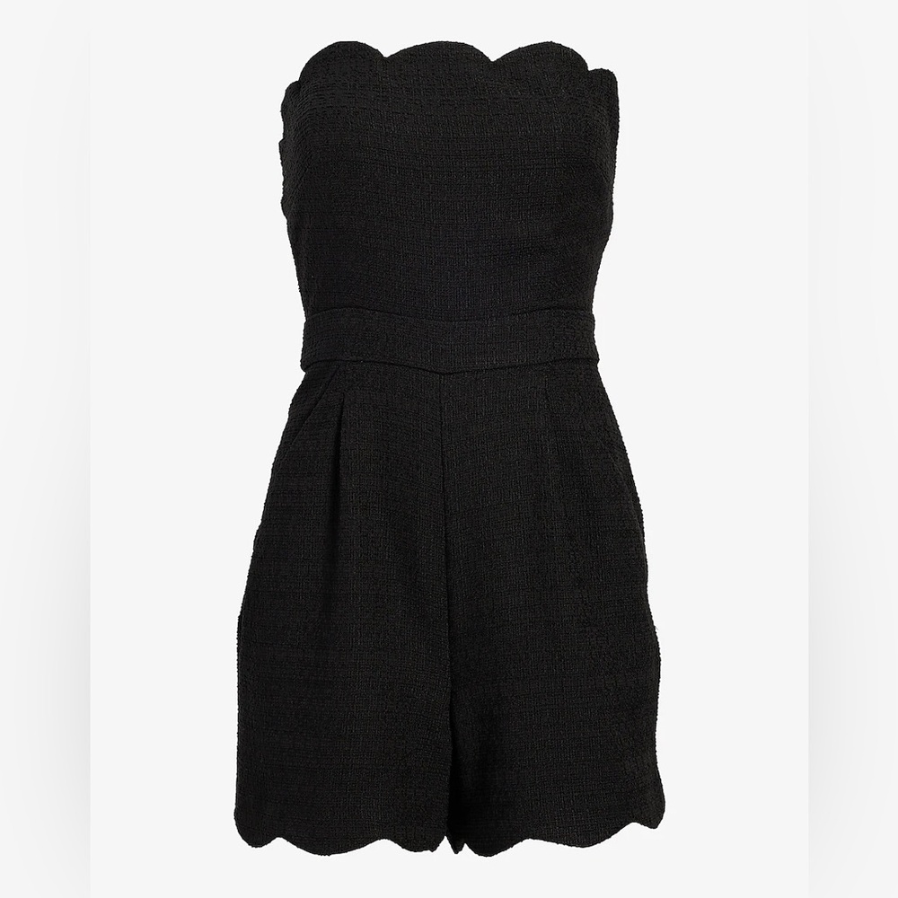 Express Black Strapless Scallop Romper - Picture 5 of 9